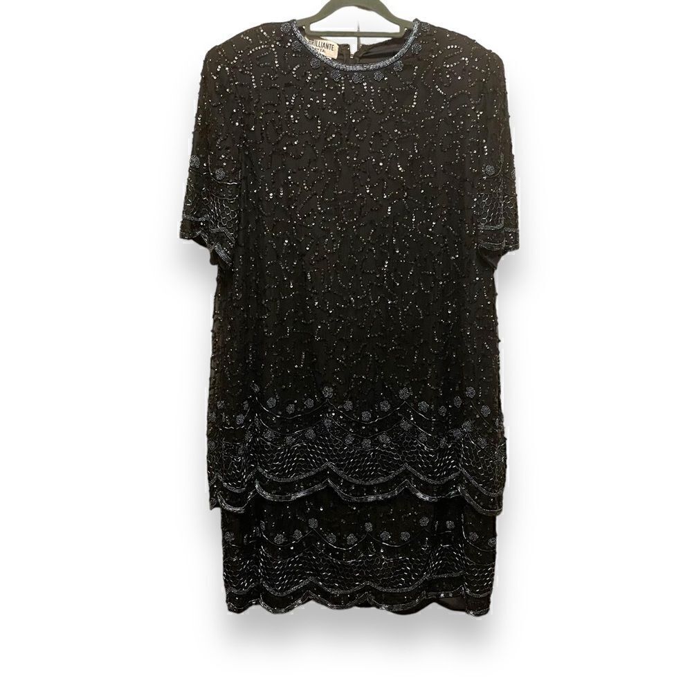 Vintage Brillante by JA Tiered Sequins Beaded Dress
